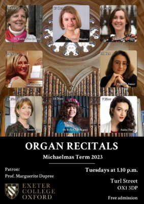 Poster for Michaelmas Exeter organ recitals