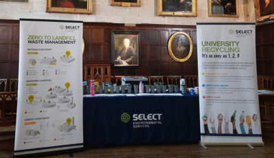 Recycling information displayed in Exeter College Hall