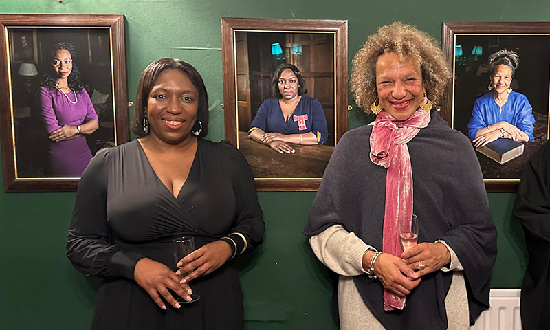 Esi Eshun and Helen Thomas at the portrait unveiling