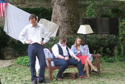 Students performing All My Sons in the Fellows' Garden
