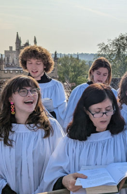 Members of Exeter College Chapel Choir singing