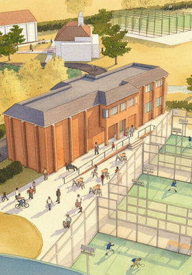 aerial view of the proposed hub