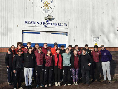 Exeter College rowers at Reading training camp