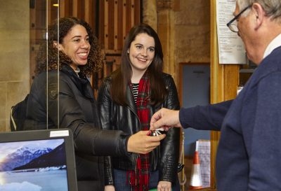 students at the porters' lodge