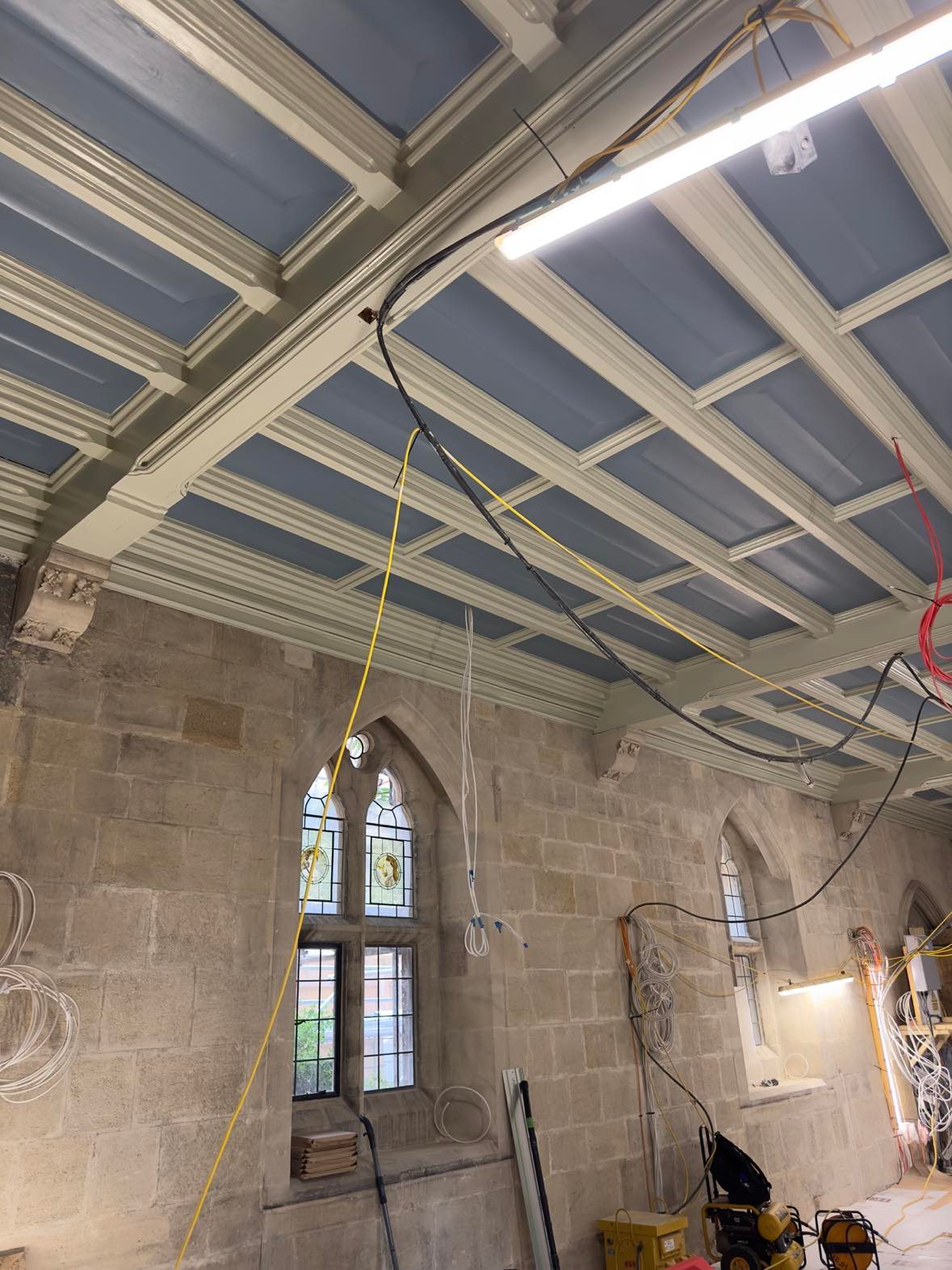 Newly painted ground floor ceiling