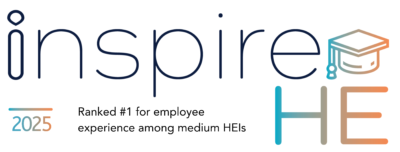 Inspire HE 2025 badge: ranked #1 for employee experience among medium HE institutions.