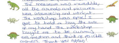 Feedback received from a Year 6 pupil following a visit to Exeter College